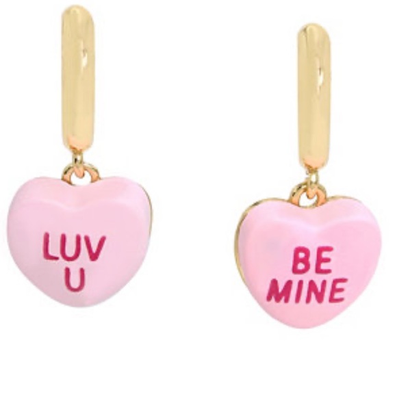 Betsey Johnson Heart-Shaped Love you/ Be Mine Earrings - Picture 4 of 5